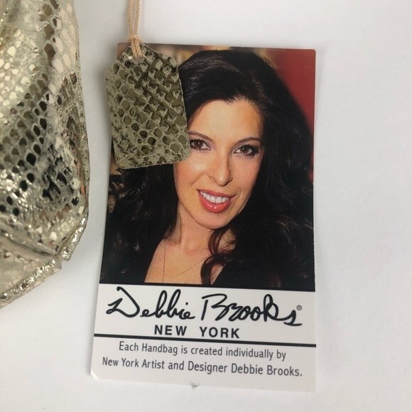 Debbie Brooks NY Gold Silk Screened Handbag Clutch Interchangeable - Picture 3 of 16